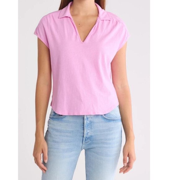 #27 NWT MOTHER Denim The Shape Up Collared Shirt in Rose Bloom - Picture 1 of 3